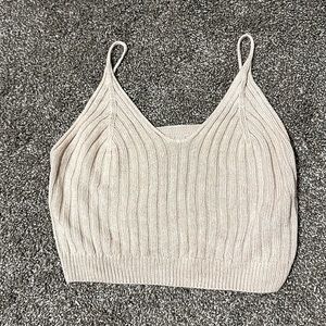 Tan knitted crop top